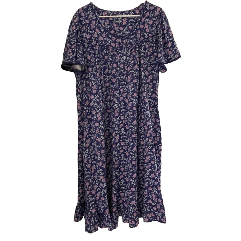 Dreams Co Floral Dress Scoop Neck 100% Cotton Size Medium